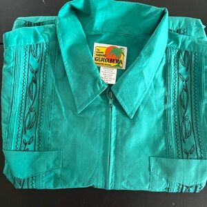 Haband Men's Turquoise Embroidered Shirt Jacket